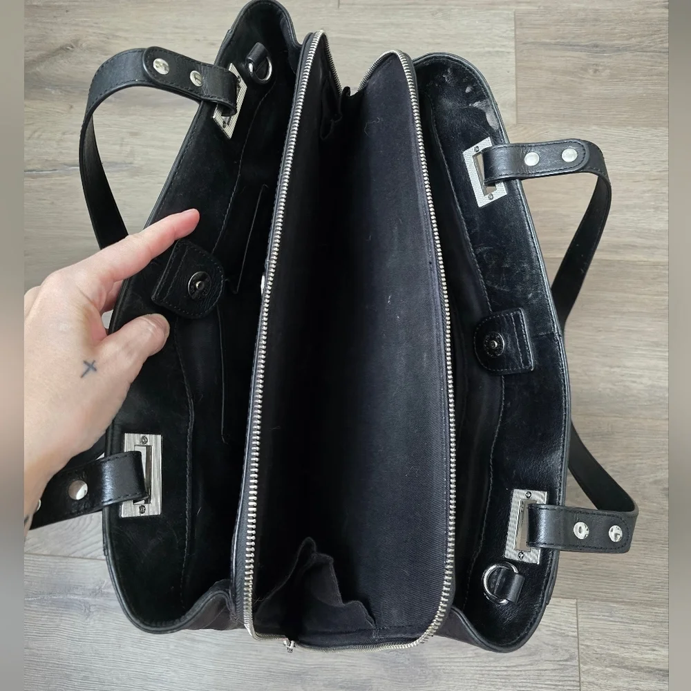 Wilsons Leather Roma Executive Tote Bag Purse Black Travel Quietly Luxury